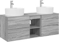 vidaXL Badkamerkastenset 3 st Grijs Sonoma 129 x 44,5 x 82 cm