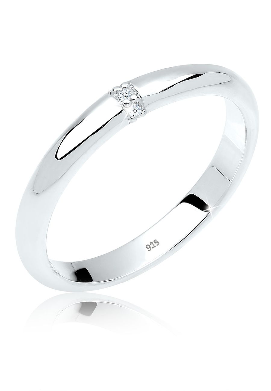 Elli DIAMONDS Ring - Women's Band Ring with Diamond (0.045 ct) - Rose Gold Plated Sterling Silver