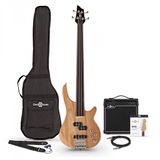 Gear4music Chicago Fretloze Basgitaar + 15 W Versterkerpakket van Gear4music, Natural