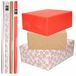Bellatio Decorations 8x Rollen transparant folie/inpakpapier pakket - rood/bruin/wit met hartjes 200 x 70 cm - cadeau/kaften/verzendpapier/cellofaan