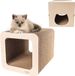 Creative Pets Kattenkrabplank | Krabplank Verstevigd met Multiplex | Natuurlijke krabplanken | Stevig Krabmeubel Kat | 2in1 Krabpaal + Kattengrot | Hoogwaardig Karton | Afmetingen 37 x 30 x 30 cm