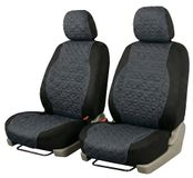 Auto Accessori Lupex Universele autostoelhoezen, 1 paar luxe gabardine stof, geschikt voor alle soorten stoelen (grijs met grijze strepen, vaste of afneembare hoofdsteun)