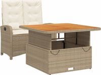 vidaXL 2-delige Tuinset met Kussens Poly Rattan Beige