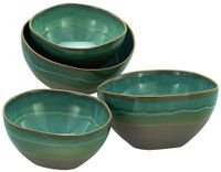 CreaTable Basalt Bowls, olijf, 4-delige serviesset, aardewerk, 900 + 450 ml