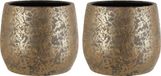 Mica Decorations bloempot - 2x stuks - flakes goud - keramiek aardewerk - 25.5 x 32 cm
