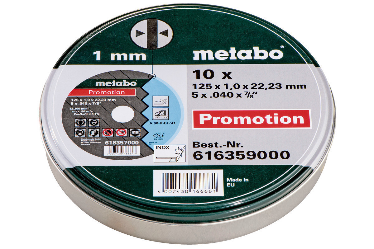 Metabo Doorslijpschijven Promotion 125x1 0x22 23 inox TF 41