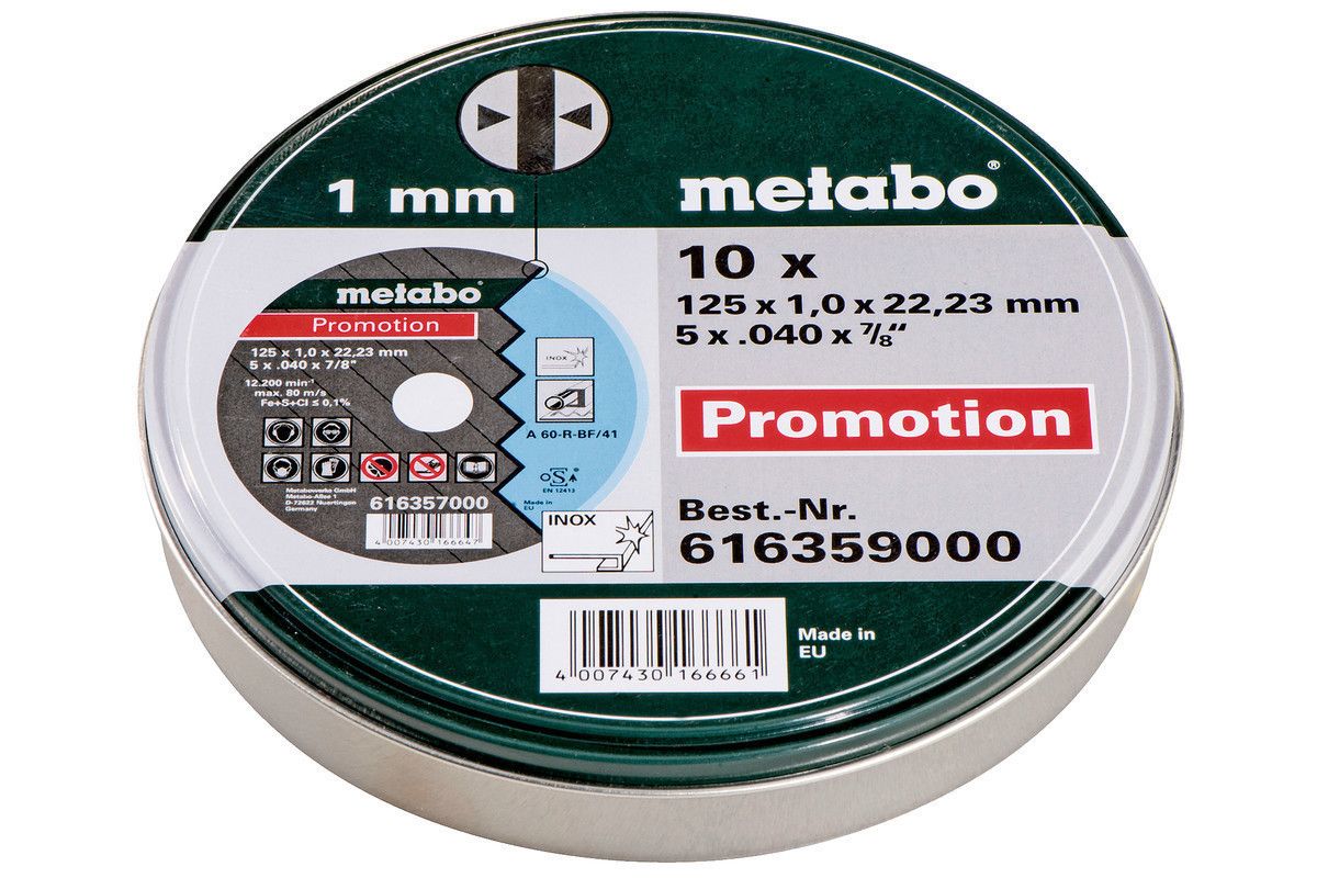 Metabo Doorslijpschijven Promotion 125x1.0x22.23 inox TF 41