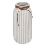 Atmosphera Bloemenvaas Antique Roman - creme wit - keramiek - D12.8 x H28 cm