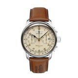 Zeppelin 9670-5 Polshorloge Heren Kwarts Leer Zilverkleurig Bruin Crème