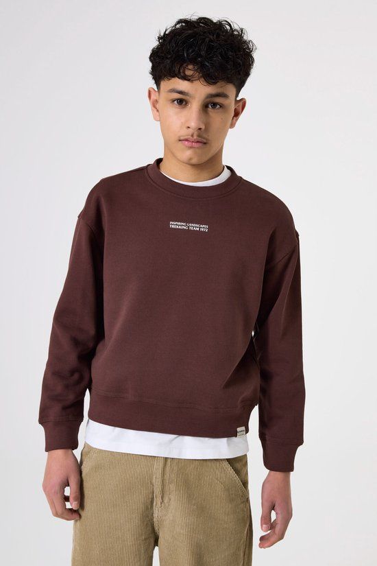GARCIA Jongens Print Sweater Bruin Lange mouw