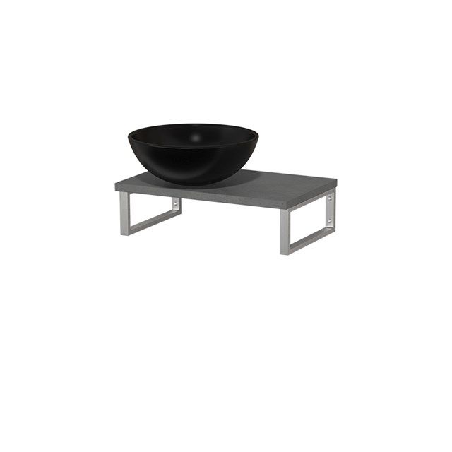 Maxaro Modulo Toiletmeubel 41 cm Donkergrijs Beton met Keramische Waskom en RVS Wandbeugels