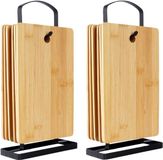 Excellent Houseware planchettes à pain avec support - 6x - bambou bois - 22 x 15 cm - brun clair