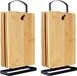 Excellent Houseware Broodplankjes met houder - 6x - bamboe hout - 22 x 15 cm - lichtbruin