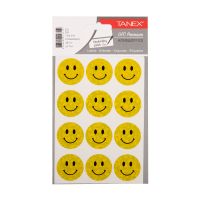 Tanex Smiling Face Holographic Stickers - Large - Yellow (2 x 12 pcs)