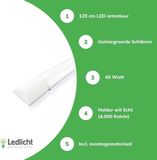 Aigostar - LED Batten - 120cm 28W LED armatuur - 6500K daglicht wit (865) - compleet incl. bevestigingsmateriaal