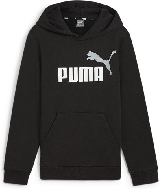 PUMA ESS+ 2 Col Big Logo Hoodie FL B - PUMA White-Medium Gray - Maat 128 - Jongens