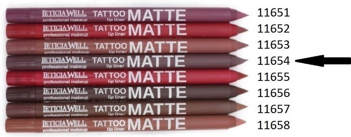 LETICIA WELL – Matte Tattoo Lippotlood / Lipliner – Bruin / Brown Cafe - Nummer 11654 - 1 stuks