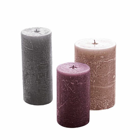 LOBERON Kaars set van 3 Pretin roze/paars/grijs