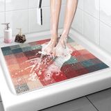 Merkloos / Sans marque Shenzhen Haorui Industrial Technology Co., Ltd. Douchemat, antislip, zacht comfort, antislipmat voor douche met afvoergaten, pvc-luffa, massagemat voor natte ruimtes, sneldrogend, 60 x 60 cm