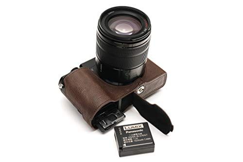 TP Original Handgemaakte Echt Lederen Half Camera Case Cover voor Panasonic GX9 GX7 Mark iii - Koffie