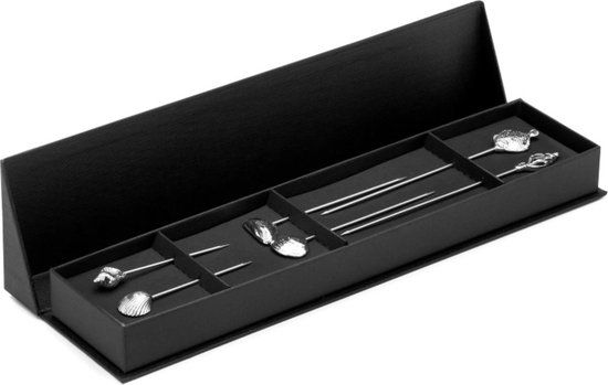 Anovi Zilvertinnen Schaal- en Schelpdierprikkers - 6-Delige Set - Zilver