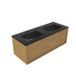 Saniclass Houten Badkamermeubelset - 120x45x42cm - Vygo Keramische Wasbak Zwart - 2 Wasbakken - 2 Kraangaten - 1 Lade - Mat Eiken Natural