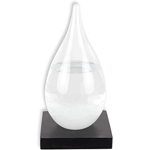 SOLDELA Kristalbarometer, stormglas, weersvoorspelling, 20 cm, houten sokkel