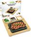 NutriChef Ensemble de pierres à griller – Pierre de cuisson en granit avec planche en bambou – Bols à sauce en céramique et plateau en acier inoxydable