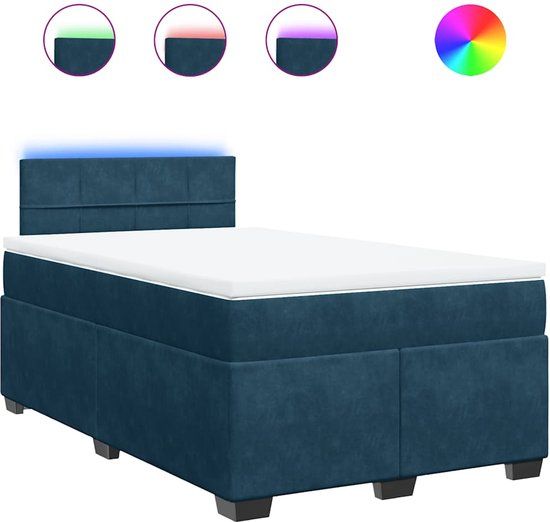 vidaXL Boxspring met matras fluweel blauw 120x200 cm