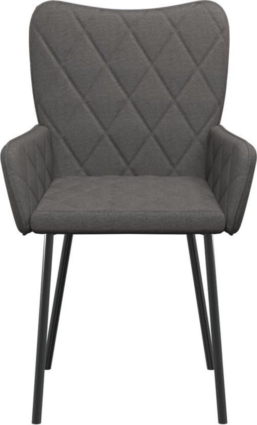 vidaXL Eetkamerstoelen - 2 stuks - Stof - Donkergrijs