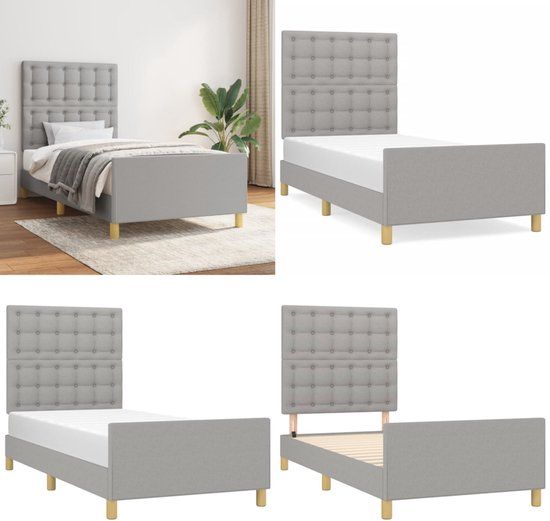 vidaXL Bedframe zonder matras 100x200 cm stof lichtgrijs