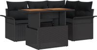 vidaXL Banc de jardin 5 pièces noir polyrattan