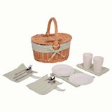 UNUS® Picknickmand voor kinderen ovaal met servies voor 2 personen 29x22x31 cm groen