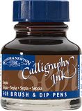 Winsor & Newton 1111609 Kalligrafie-inkt voor vulpennen of kroontjespennen, onderling mengbaar, lichtecht met goede vloei eigenschappen - 30ml fles, Sepia