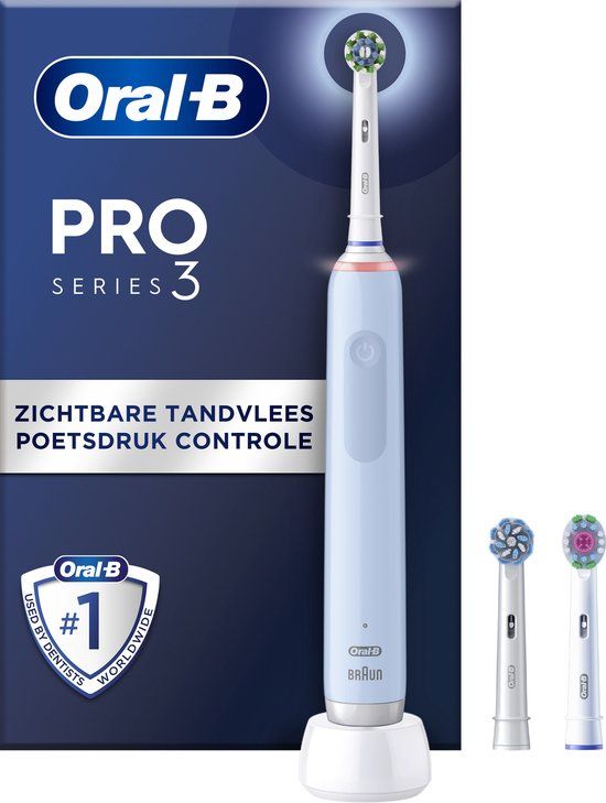 Oral-B Pro 3 3770 - Elektrische Tandenborstel - Blauw - 3 Opzetborstels
