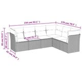 vidaXL 6-delige Loungeset met Kussens, Poly Rattan, Zwart
