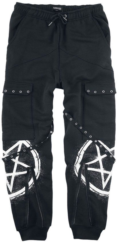 Gothicana by EMP Gothicana Zwarte casual broek met zakken, bandjes en prints - Heren - XL