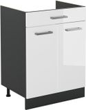 Vicco Keukenonderkast R-Line, Wit Hoogglans/Antraciet, 60 cm met lade zonder werkblad