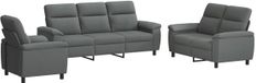 vidaXL - Bankstel - 3 - pcs - Donkergrijs - Stof