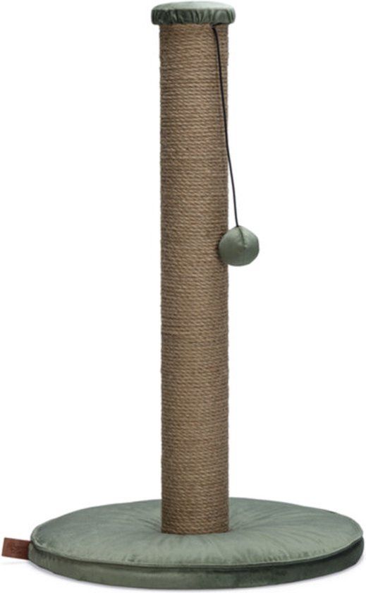 Designed by Lotte Krabpaal Yenna - Katten krabpaal - Incl speeltje - Fluweel/Jute - Groen - 41x41x70 cm