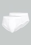 CECEBA Classic Fine Rib 2-pack Herenslip met gulp - Wit