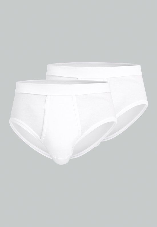 CECEBA Classic Fine Rib 2-pack Herenslip met gulp - Wit