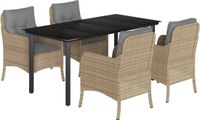 vidaXL 5-delige tuinset met kussens, beige, polyrotan