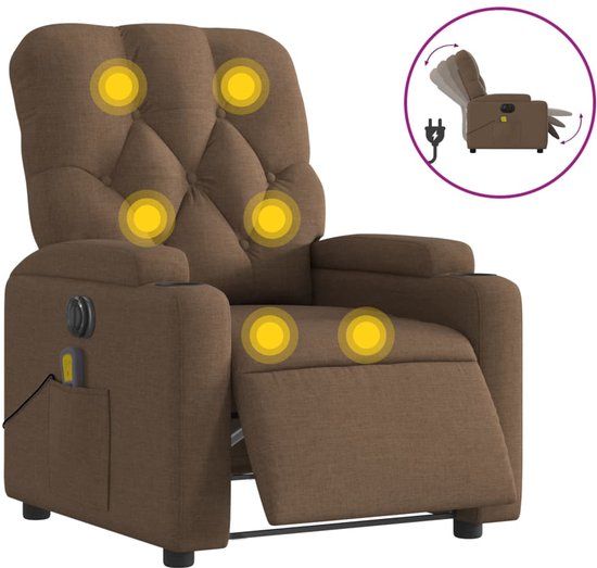 vidaXL Massagestoel elektrisch verstelbaar stof bruin