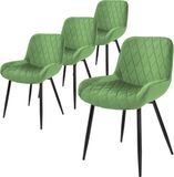 ML-Design Set van 4 eetkamerstoelen salie fluweel met metalen poten