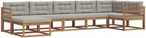 vidaXL - Hoek loungeset - 7 zitplaatsen - Acacia hout - Naturel en lichtgrijs