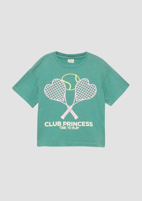 s.Oliver T-shirt groen Katoen Ronde hals Korte mouw Printopdruk Maat 140