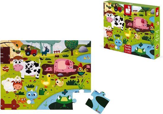 Janod - Voelpuzzel - Boerderijdieren - 20 Grote stuks