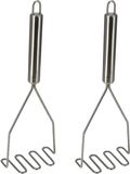 Gerimport Aardappelstamper/pureestamper - 2x - zilver rvs metaal - keuken gerei - 26 cm - Hoge kwaliteit
