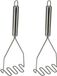 Gerimport Aardappelstamper/pureestamper - 2x - zilver rvs metaal - keuken gerei - 26 cm - Hoge kwaliteit